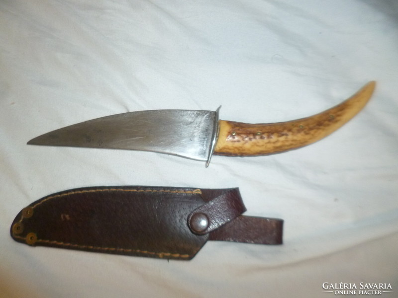 Old antler handle knife with sheath