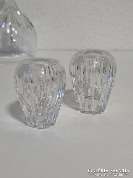 Vintage faceted crystal/lead crystal holiday decoration: bell and candle holders