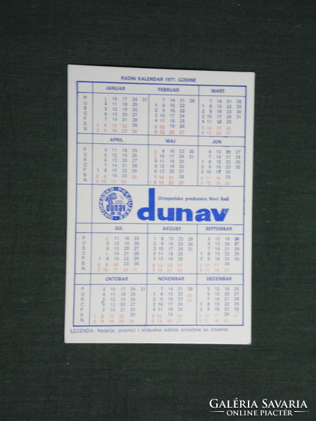 Card Calendar, Yugoslavia, Danube Medical Aids Company, Novi Sad, Szatka, 1977, (4)