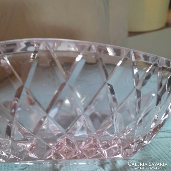 Crystal pink heart-shaped serving bowl