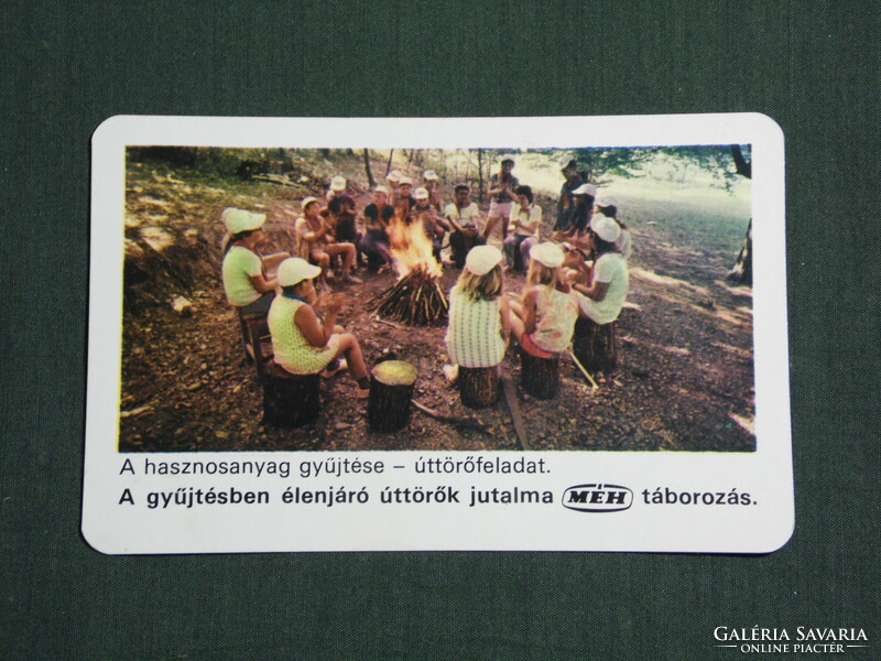 Kártyanaptár, MÉH hulladékhasznosító vállalat, úttörő tábor, 1977,   (4)