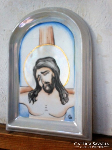 Porcelain wall holy image, very beautiful hand painted, marked