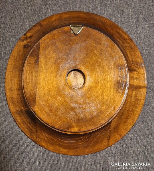 Carved wooden bowl with a forest pattern, wall decoration