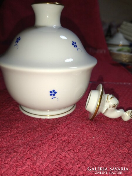 Beautiful Herend blue floral porcelain holder with fish handle