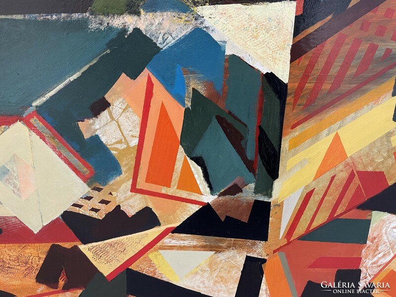Ágnes Paróczi abstract composition geometric constructivist oil painting