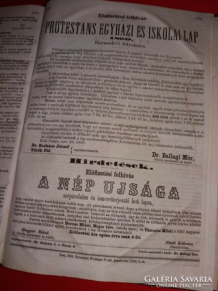 Collector's sensation !!! 1859. Protestant Church and School Newspaper Second Full Season