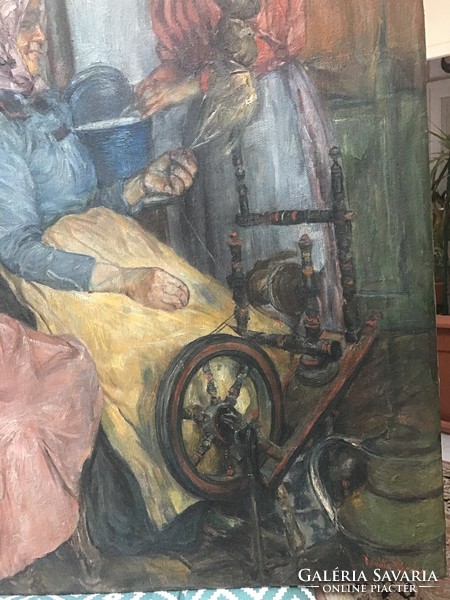 Károly Kováts: oil at the stove, canvas