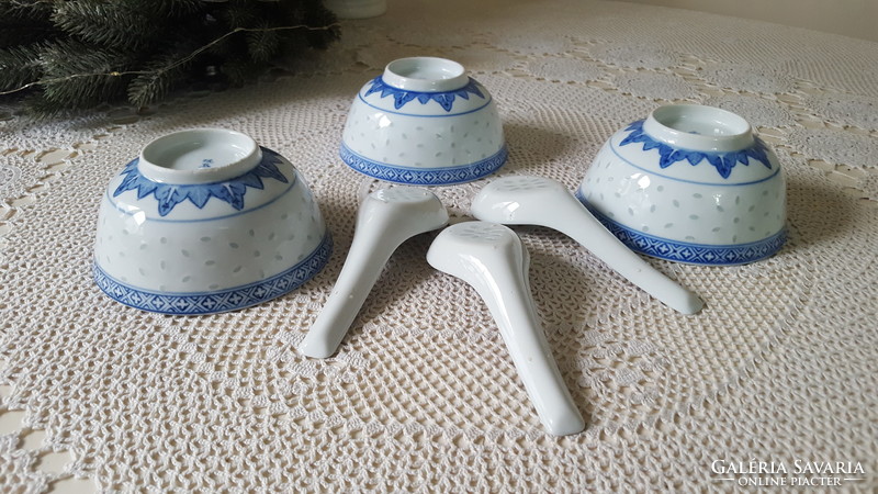 Chinese rice grain porcelain set 3 pcs.