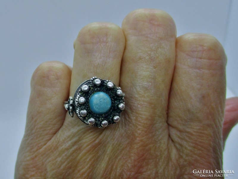 Csodás nagyon antik valódi türkiz  ezüst gyűrű