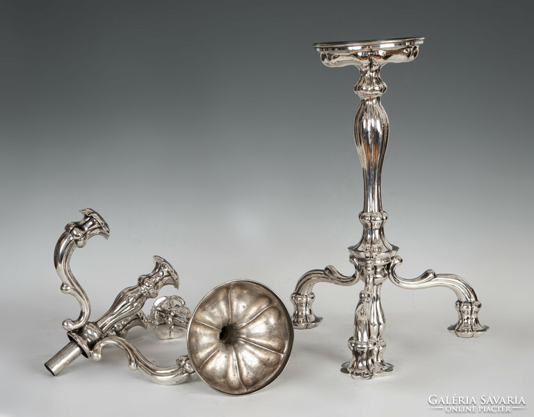 Silver 4-branch candlestick in pairs