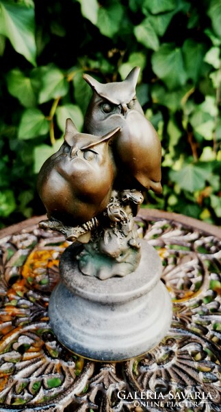 Különleges art deco baglyok - bronz szobor műalkotás