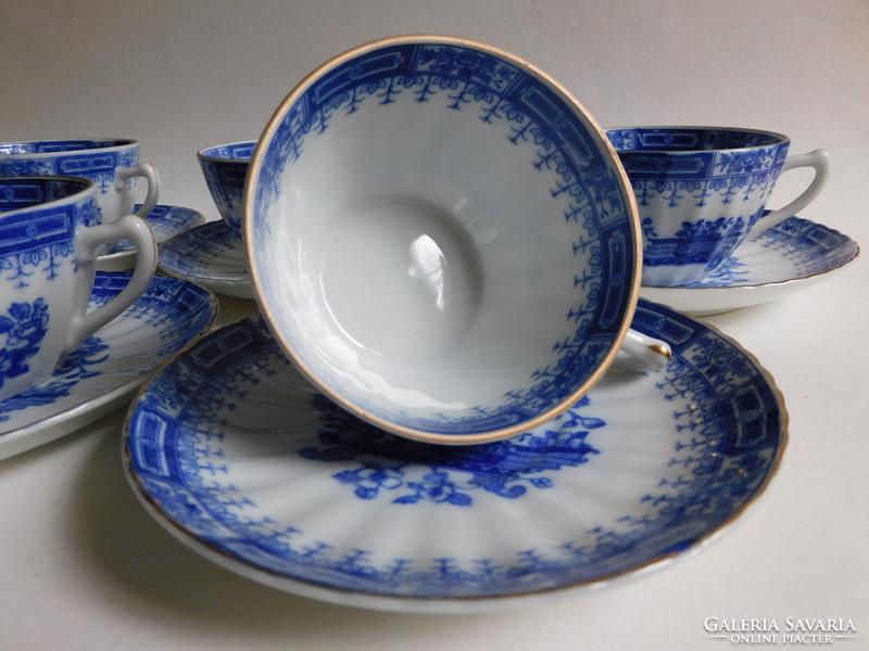 Vintage teás/hosszú kávés készlet China Blau mintával - 6 darab