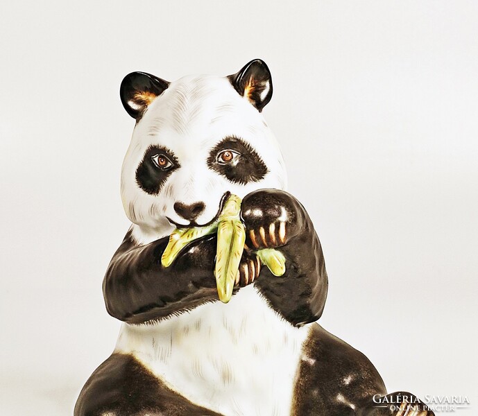 Herend panda bear, hand-painted porcelain figurine (mcd) 12 cm., Flawless! (P001)