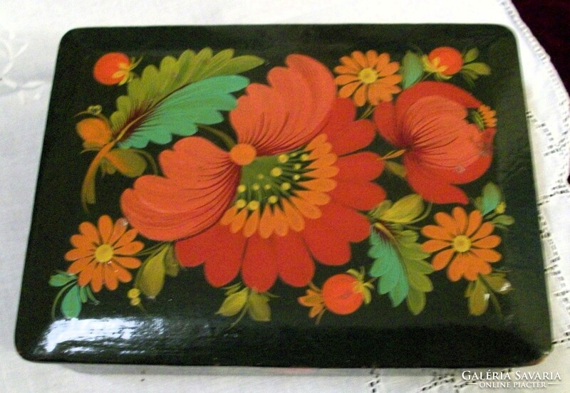 Old hand painted wooden box