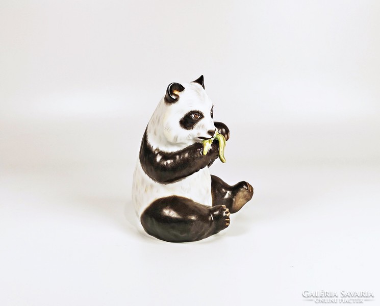 Herend panda bear, hand-painted porcelain figurine (mcd) 12 cm., Flawless! (P001)