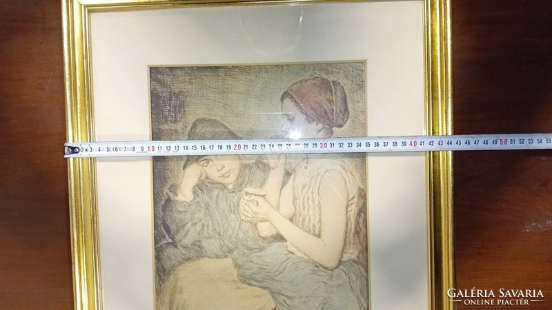 Oszkár Glatz (prihoda) colored etching, in a nice frame