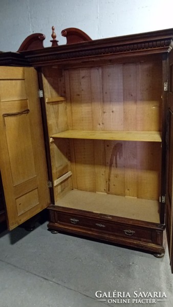 2 Pewter cabinets with hangers and shelves, with detailed, rich carving