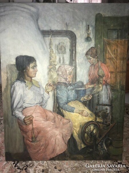 Károly Kováts: oil at the stove, canvas