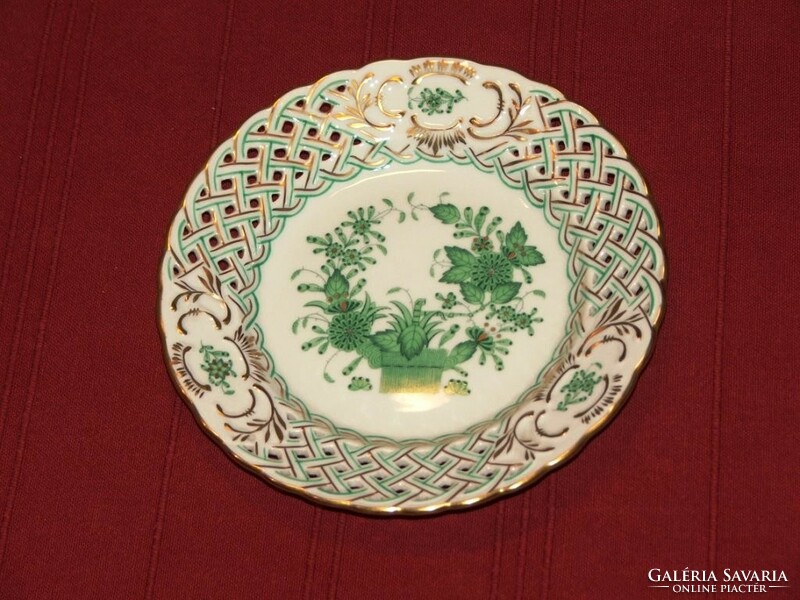 Herend green openwork plate with Indian basket pattern is beautiful, flawless