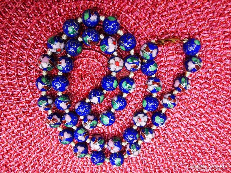 Old fire enamel ceramic ball necklace