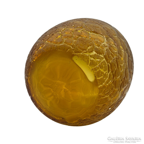 Retro acid etched yellow glass vase m652