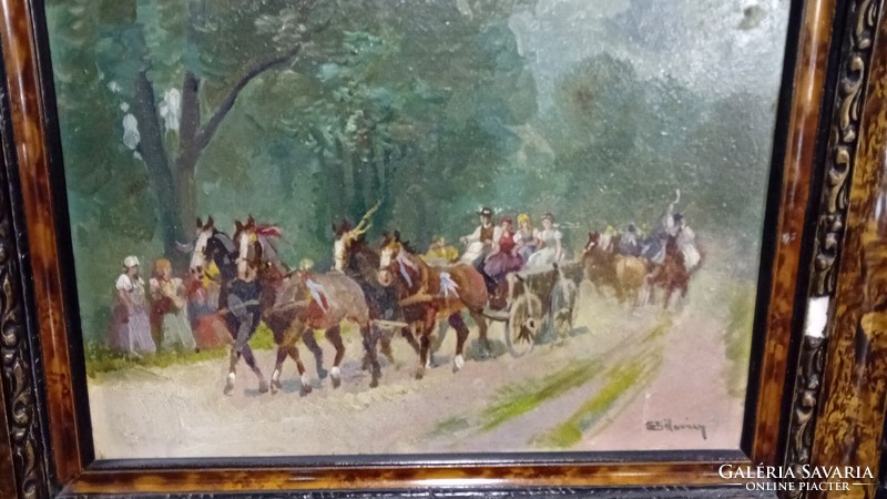 István Bélaváry Burchard, horse's tooth oil on cardboard painting