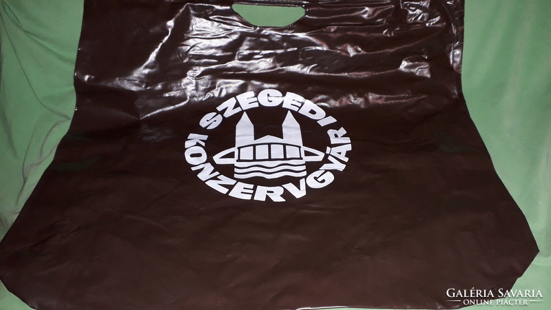 Old thick hurricane plastic shoulder advertising bag Szeged cannery 43x52cm piece as in the pictures