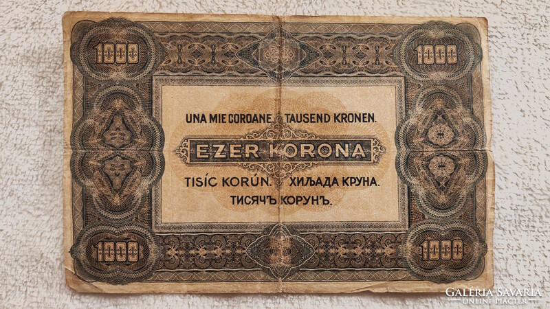 1920-as, nagyméretű magyar 1000 korona, Orell Füssli Zürich (F+) | 1 db bankjegy