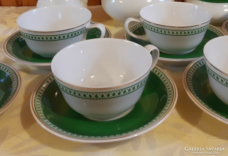 Hollóházi teáskészlet - 6 személyes porcelán teáskészlet Tokaj mintás dekorral