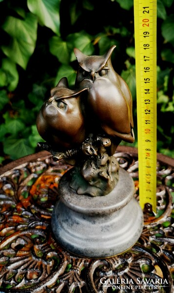 Különleges art deco baglyok - bronz szobor műalkotás