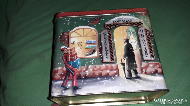 Retro 1990s Christmas metal plate bat pécs sophianae gift box 8x12x10cm as shown in the pictures