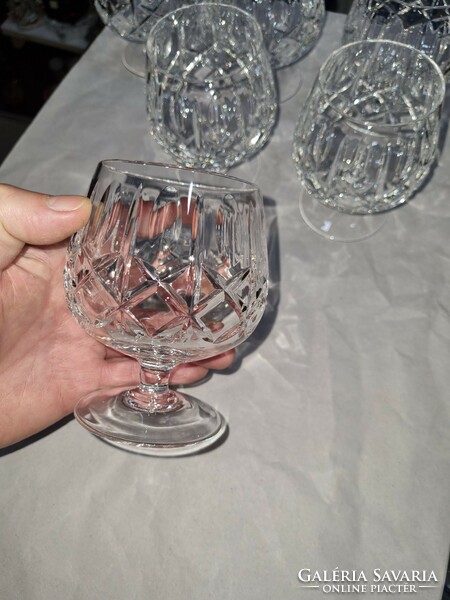 6 crystal cognac glasses