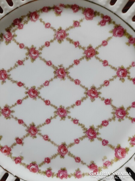 Antique openwork small plates with a rose pattern, 11 pieces in one