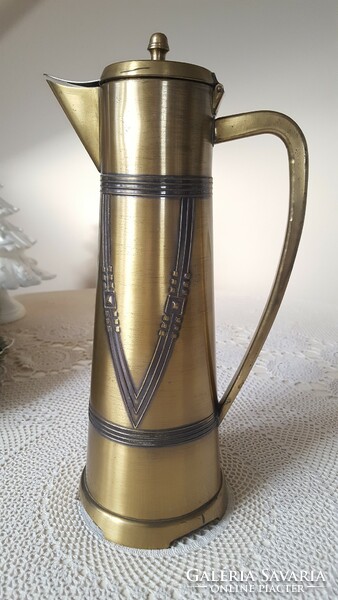 Tall, elegant Art Nouveau g.B.N teapot, copper jug