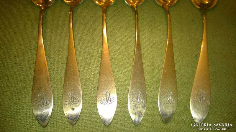 Antique silver gilded teaspoon set in box 106 g m 15 cm - also available as a gift!