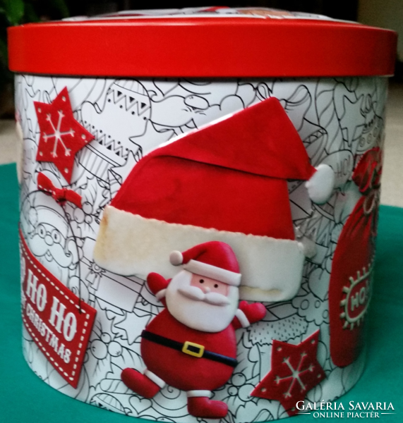 Large Santa Claus embossed Christmas metal box