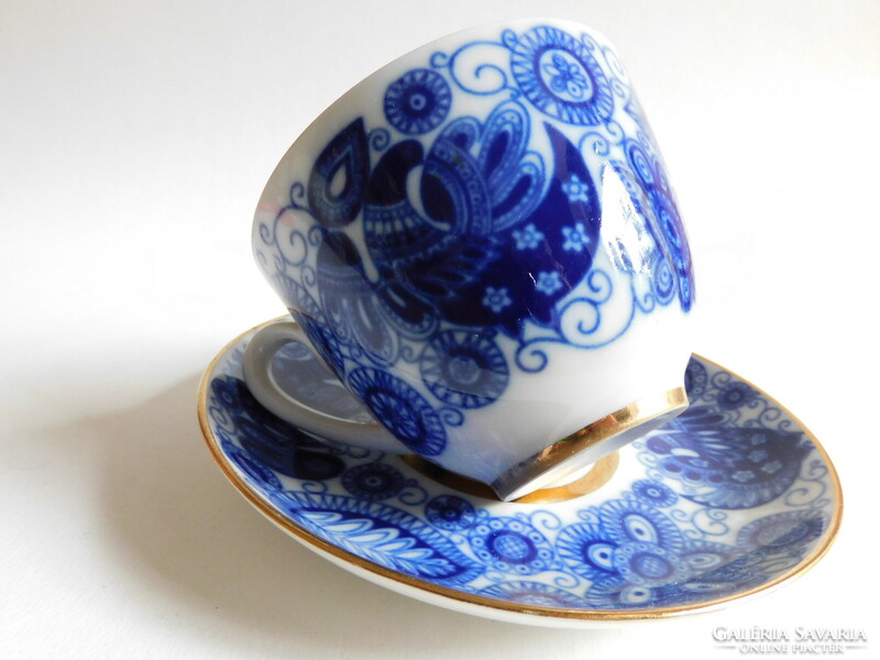 Lomonosov blue dove tea set from the Soviet era - hairline crack on the cup