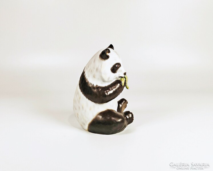 HERENDI PANDAMACI, KÉZZEL FESTETT PORCELÁN FIGURA (MCD) 12 CM., HIBÁTLAN ! (P001)