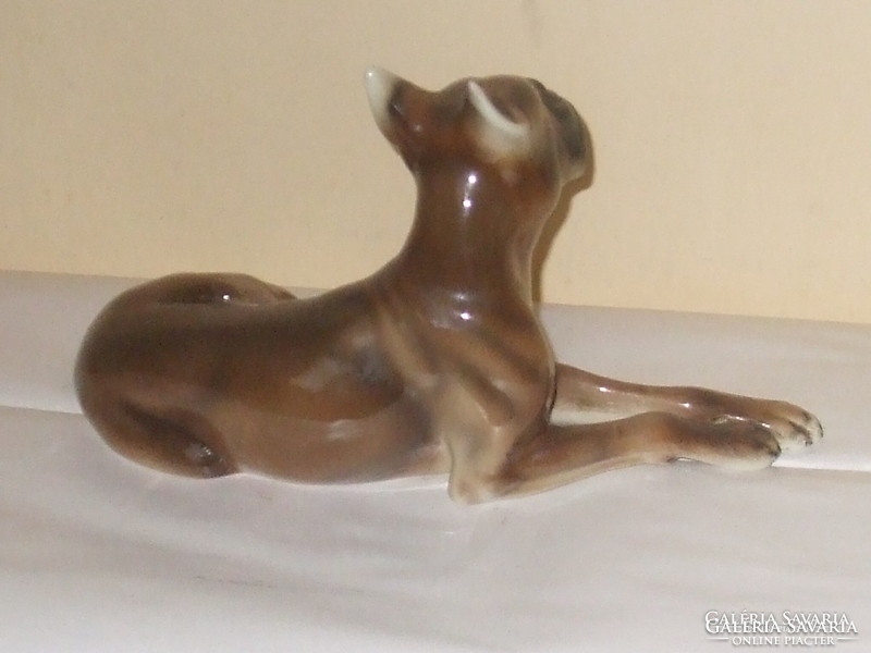 Ceramic boxer dog.