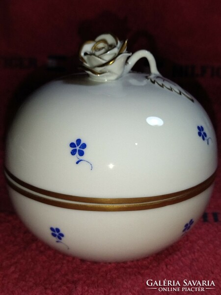 Gyönyörű Herendi kék virágos porcelán bonbonier