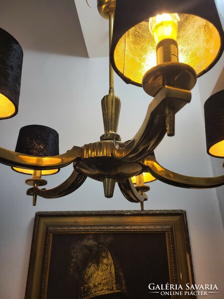 Old cast copper art deco chandelier
