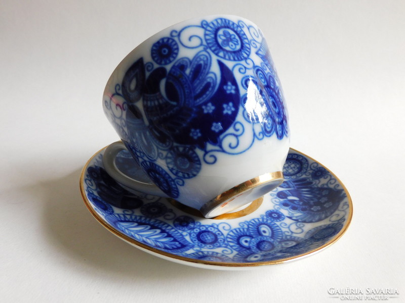 Lomonosov blue dove tea set from the Soviet era - hairline crack on the cup