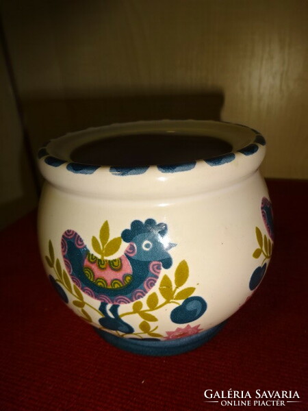 Hand-painted glazed ceramic sugar bowl, height 8 cm. Jokai.