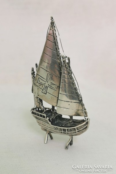 Silver miniature sailing ship