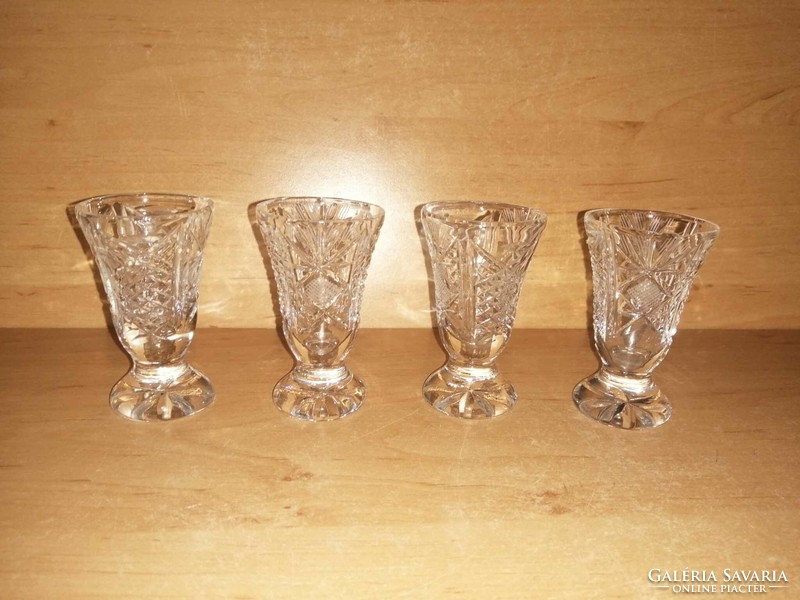 Retro kristály üveg rövid italos pohár készlet - 4 db egyben (9/K)