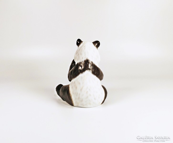 Herend panda bear, hand-painted porcelain figurine (mcd) 12 cm., Flawless! (P001)