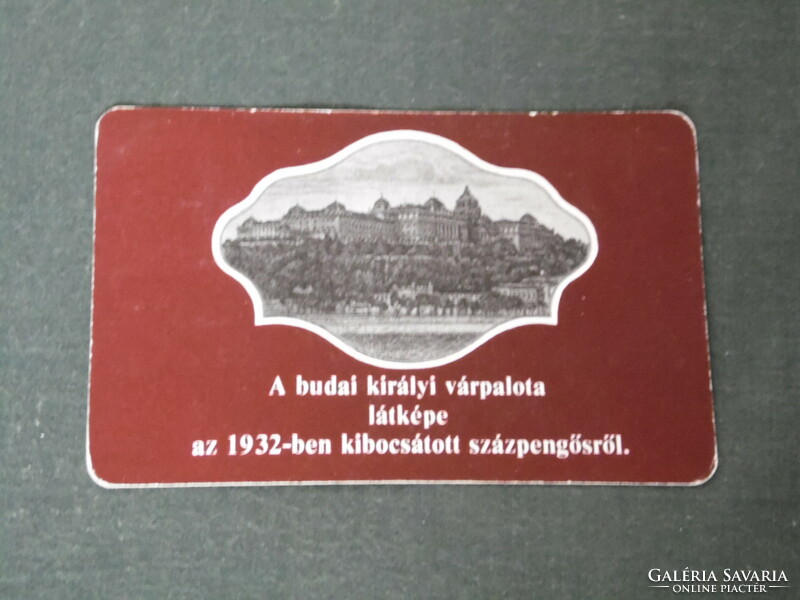 Kártyanaptár, OTP takarékpénztár, grafikai rajzos, Budai vár százpengő, 1978,   (4)
