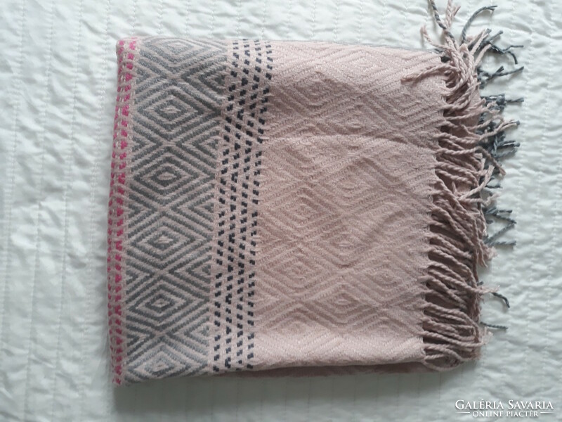 New Huge Soft Wool Blend Shawl (Grey & Pink)