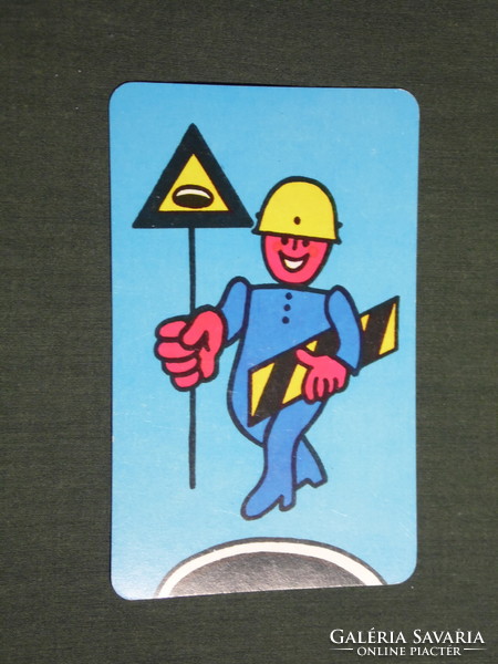 Kártyanaptár,SZOT munkavédelmi osztály,grafikai rajzos,humoros, védőeszközök , 1978,   (4)