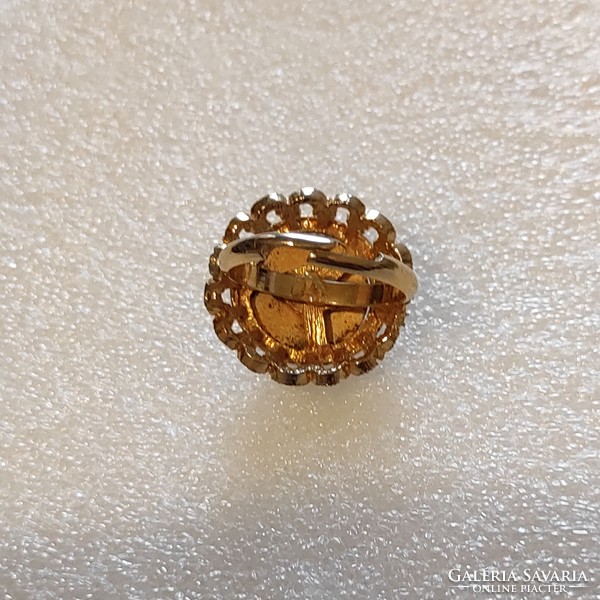 Állítható aranyozott fém zománc gyűrű (57)